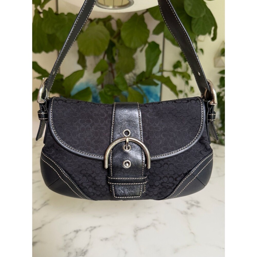 Coach Vintage Y2K Soho Mini Signature Small Buckle Flap Shoulder Bag 6818 Black